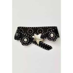 Free People Solar Myth Stud Belt Black Leather Womens S/M Country Western Boho